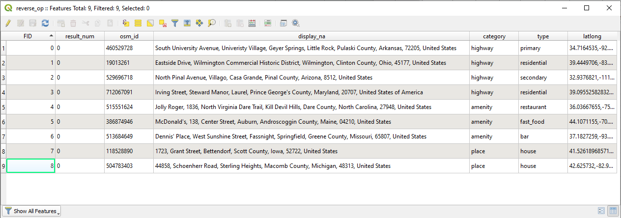 Output_Reverse Geocoding