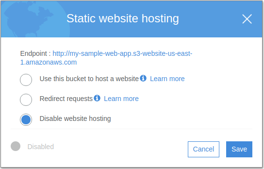 Static website hosting